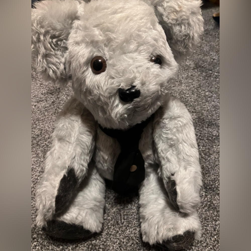 Gray Teddy Bear with Black Tie